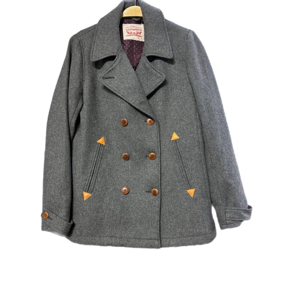 Levi's Gray Wool Blend Pea Coat Women's Jacket size M - Picture 1 of 9